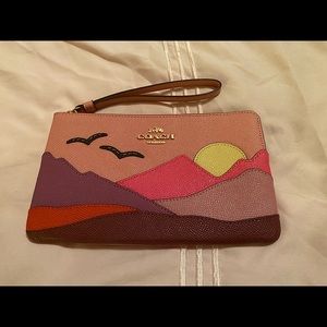COACH Pink Mountain Motif Clutch
